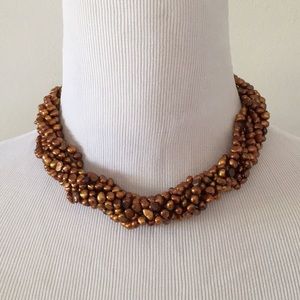 8 strand brown freshwater seed pearl necklace